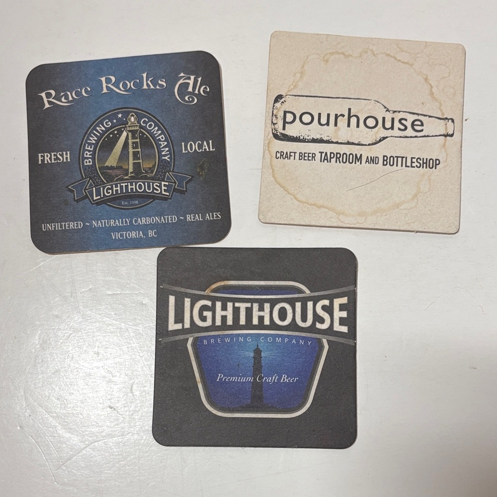 Vintage Lighthouse Brewing Coasters Set of 3